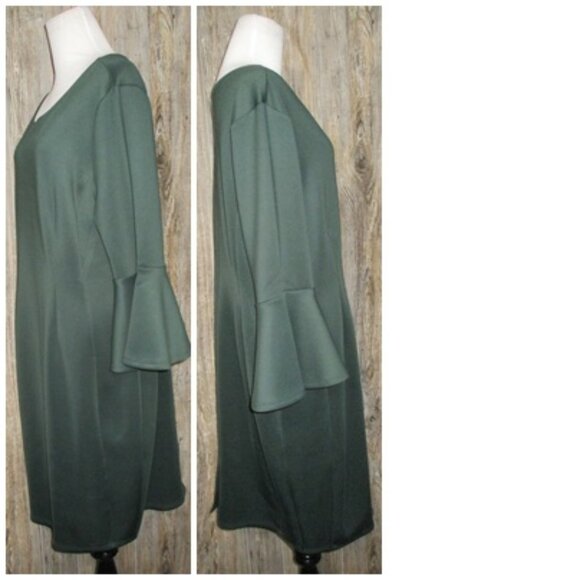 NWT Lane Bryant Dark Green Bell Ruffle Slv Dress Womens Size 16 Whimsigoth Boho - Picture 3 of 13